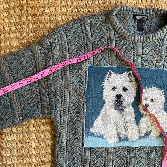 Vintage upcycled Savane Gray Sweater with Dog Design - Picture 7 of 8